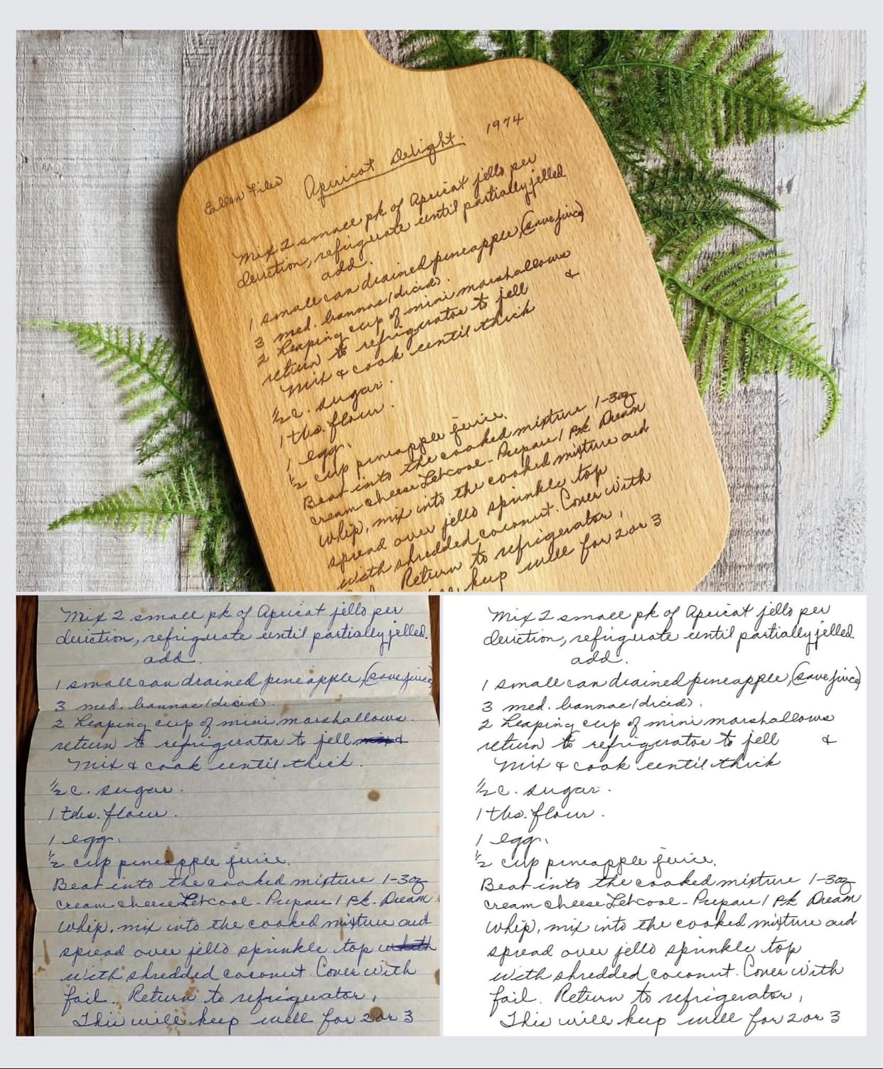Handwritten Recipe Cutting Board